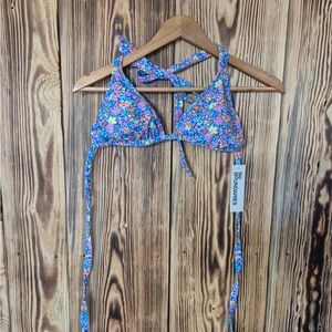 No Boundaries Floral Bikini Top - Blue and Pink